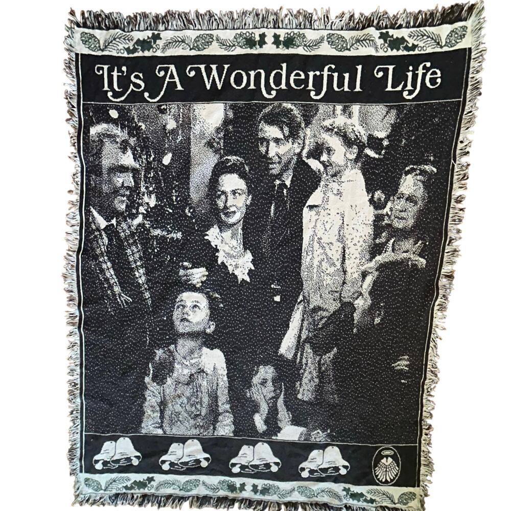 It's a Wonderful Life themed woven throw blanket